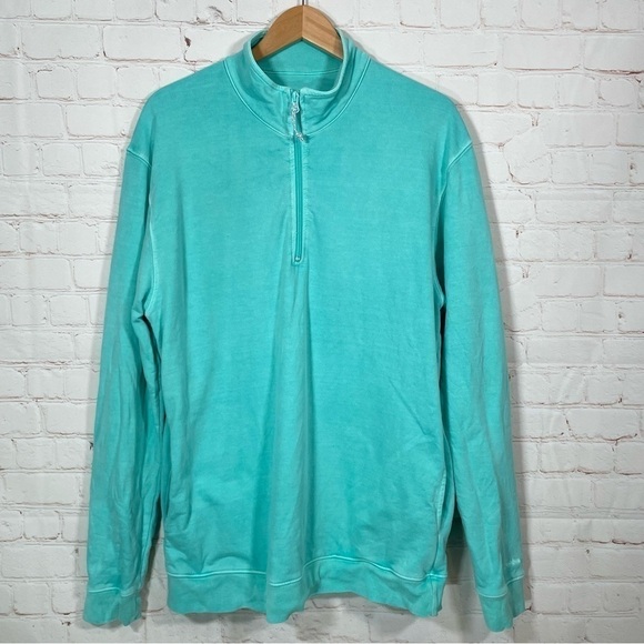 Chubbies Sweatshirt Mens Size Large 1/4 Zip Pullover Teal Made In USA Flaw - Picture 1 of 13